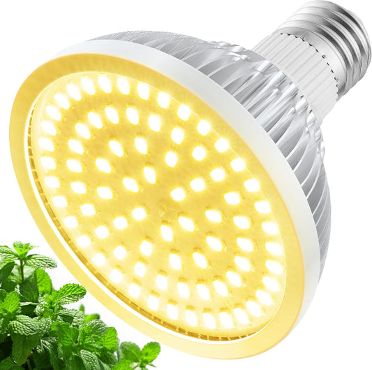 Grow Light Bulbs for Indoor Plants Full Spectrum, LED Grow Light Bulb 18W(180W Equivalent) 3500K Warm Light,Par30 E26 Base for Regular Lamps,High PPFD for Plant Growing and Seed Starting.